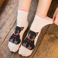 5 par moda kolorowe Kawaii Cute Cartoon bawełniane skarpetki damskie Harajuku koreański kot pies sowa kaczka Fox skarpety dziewczęce 6